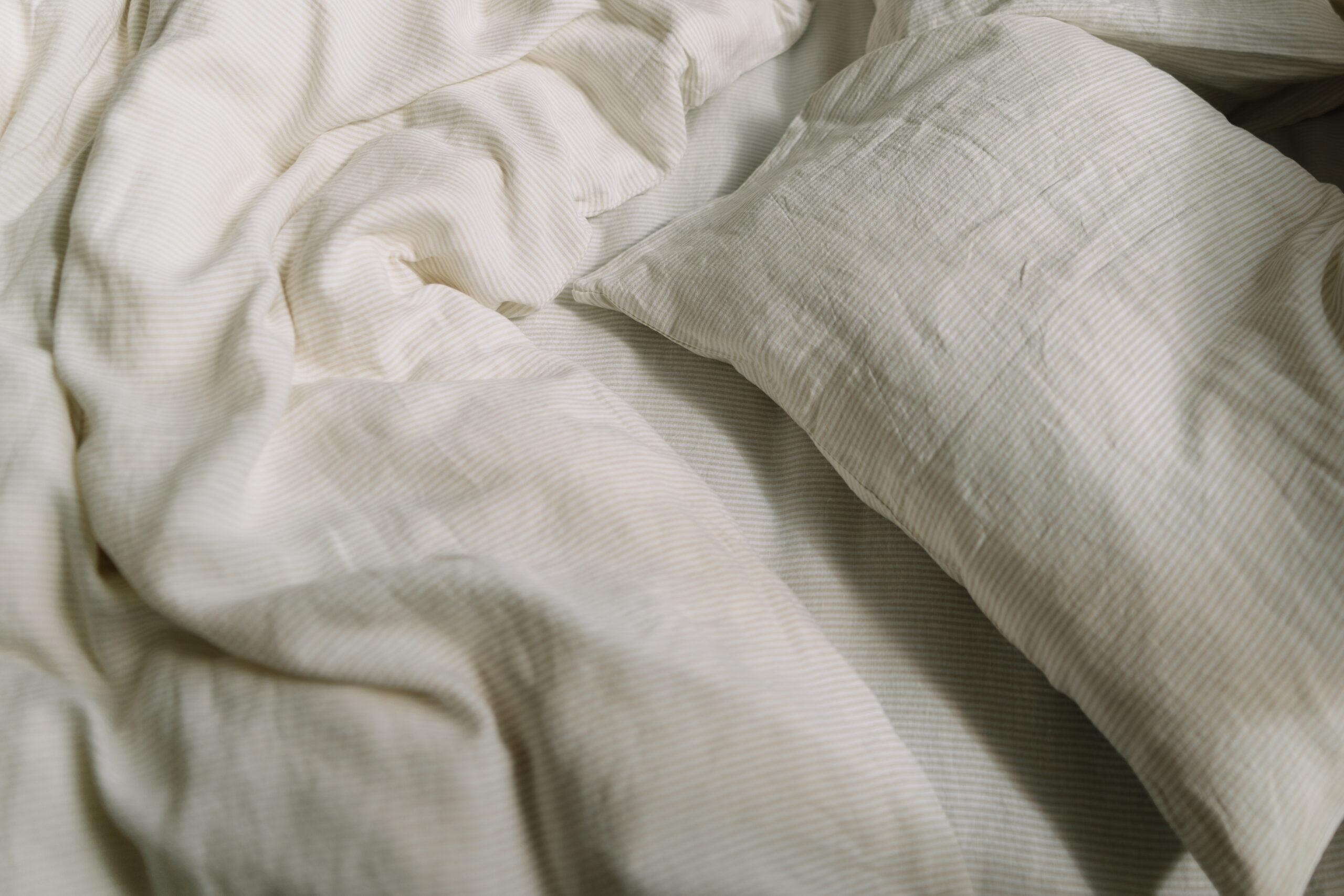 Set Natural Small Stripes Fețe de Pernă 50x60 și Husă Pilotă 200x200