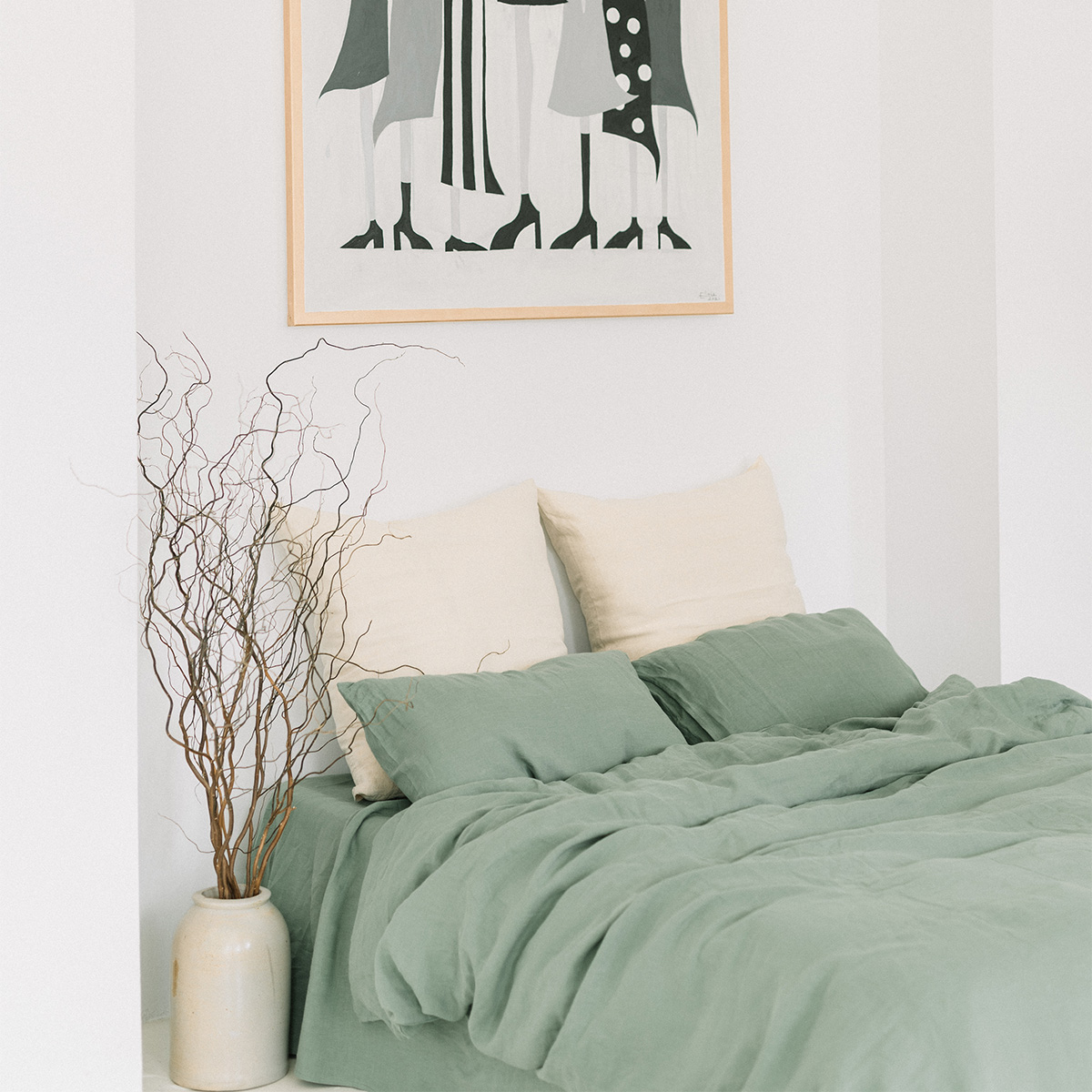 Set Mint Green Fețe de Pernă 50x70 și Husă Pilotă 220x220